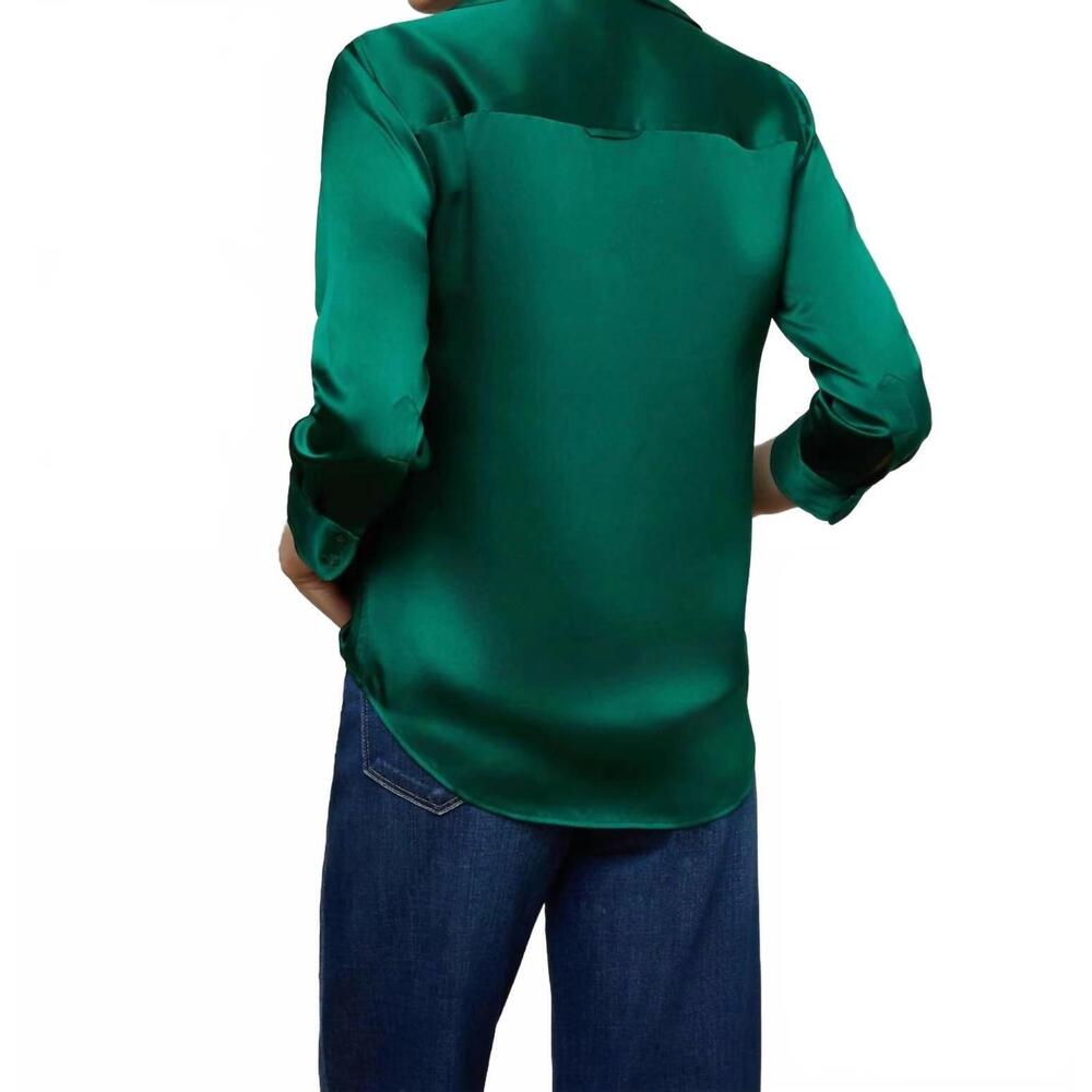 NEW L'AGENCE dani 3/4 sleeve blouse in bottle green - Picture 3 of 3